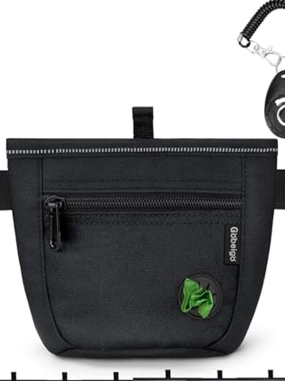 2 Cup Magnetic Closure Dog Treat Pouch with Training Clicker(Black)